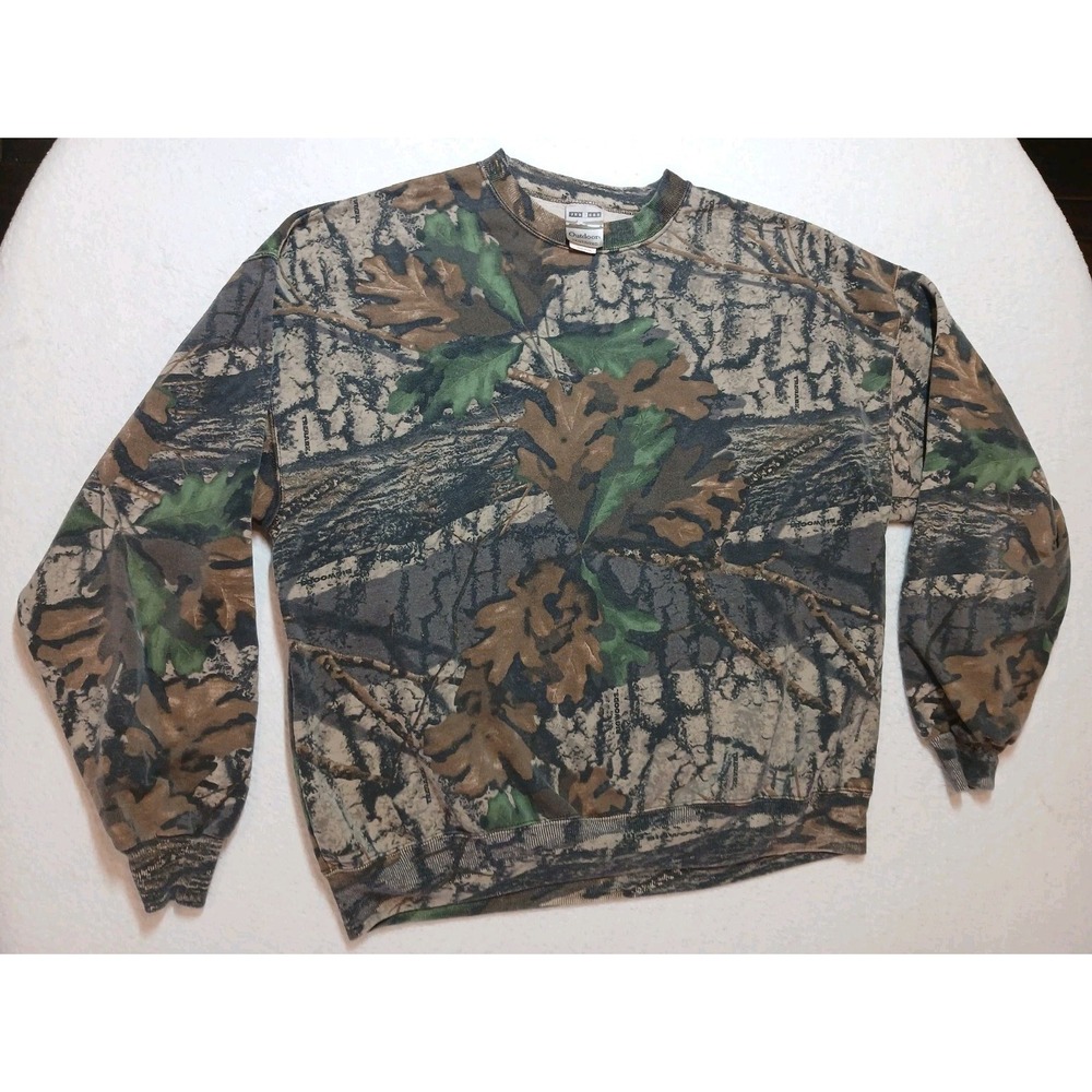 Vintage Jerzees Outdoors Camo Sweatshirt Mossy Oak Faded- 2XL Bigwoods Trebark